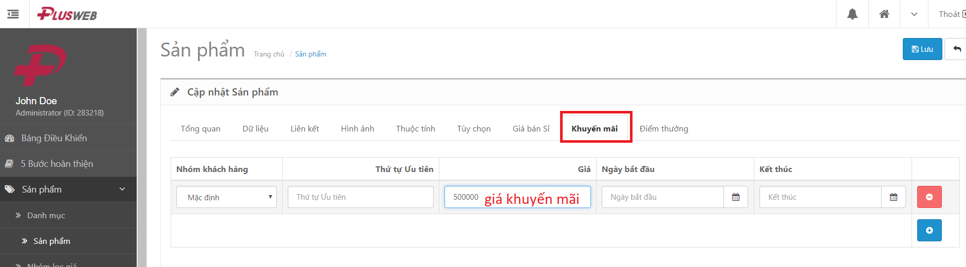 th&ecirc;m sản phẩm mới